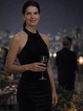 Black Velvet Halter Gown Slinky High Slit Formal Evening Dress XS Veronica M NWT